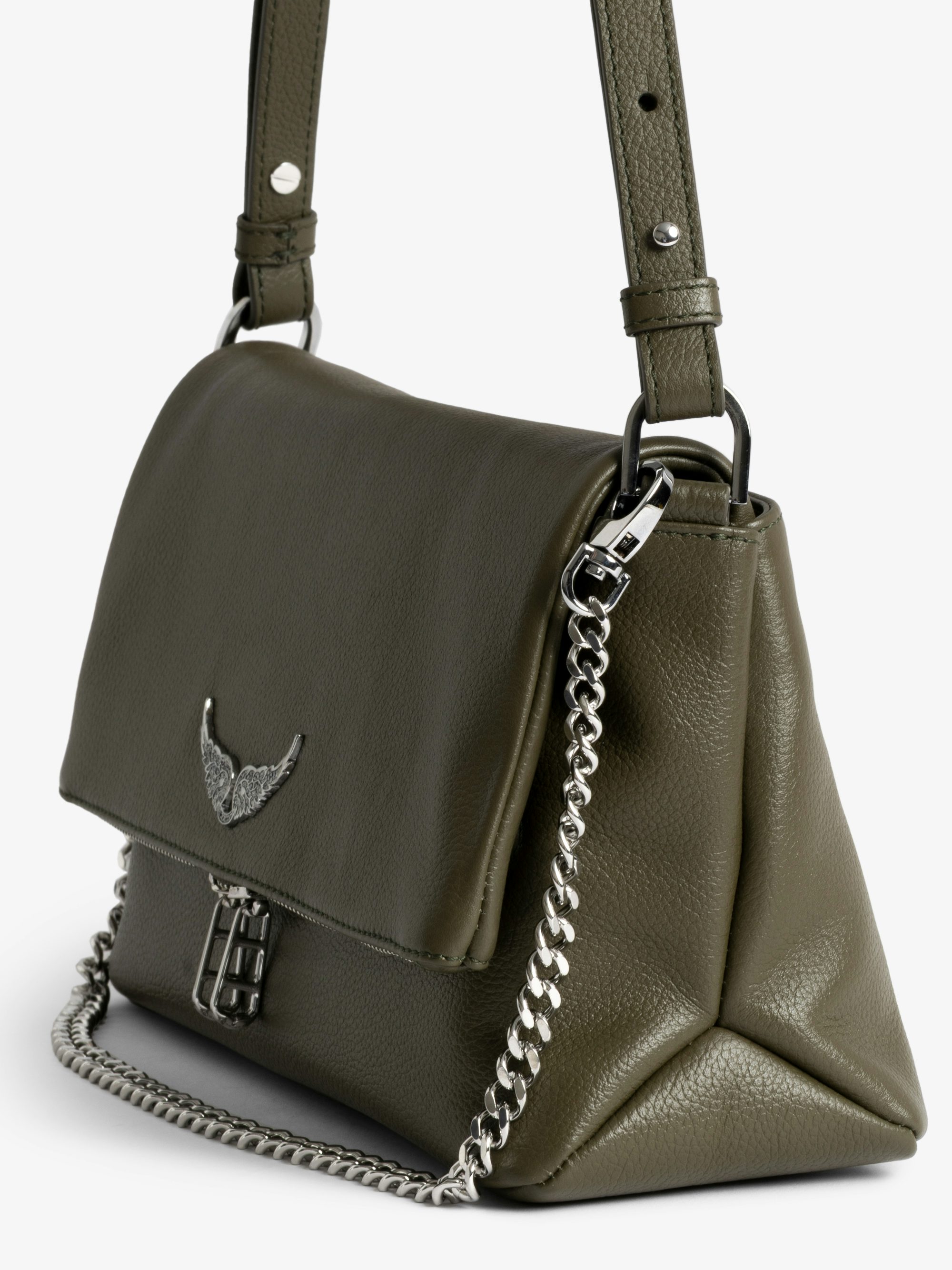 Rocky II Bag - Grained leather bag with shoulder strap and signature wings.